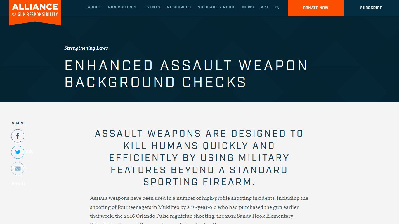 Enhanced Assault Weapon Background Checks - Alliance for Gun Responsibility
